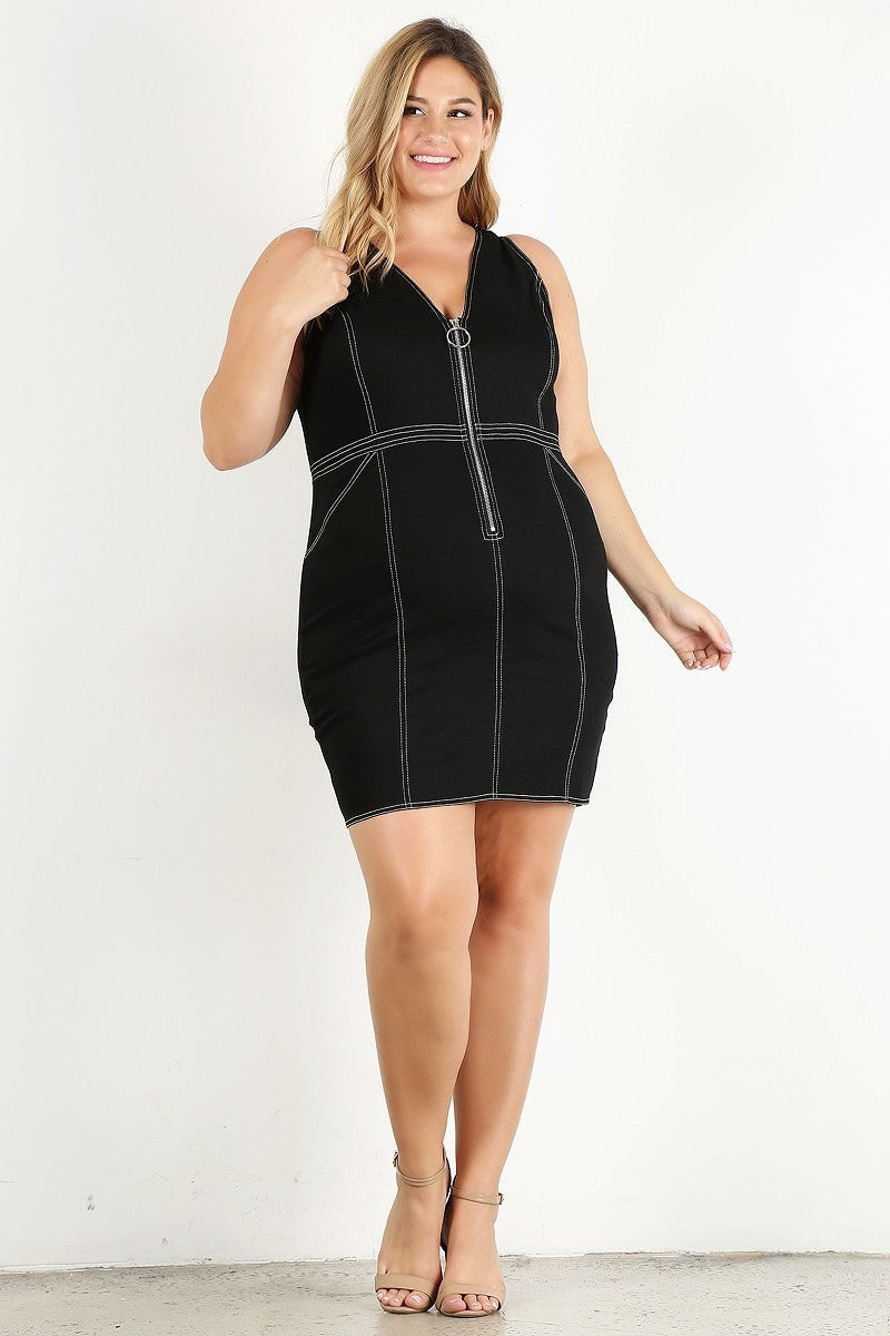 Zippered Bodycon Mini Dress - from Seductive Collection