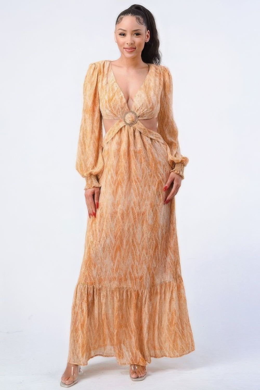Ruffled Maxi Dress with Side Cutout from Seductive Collection