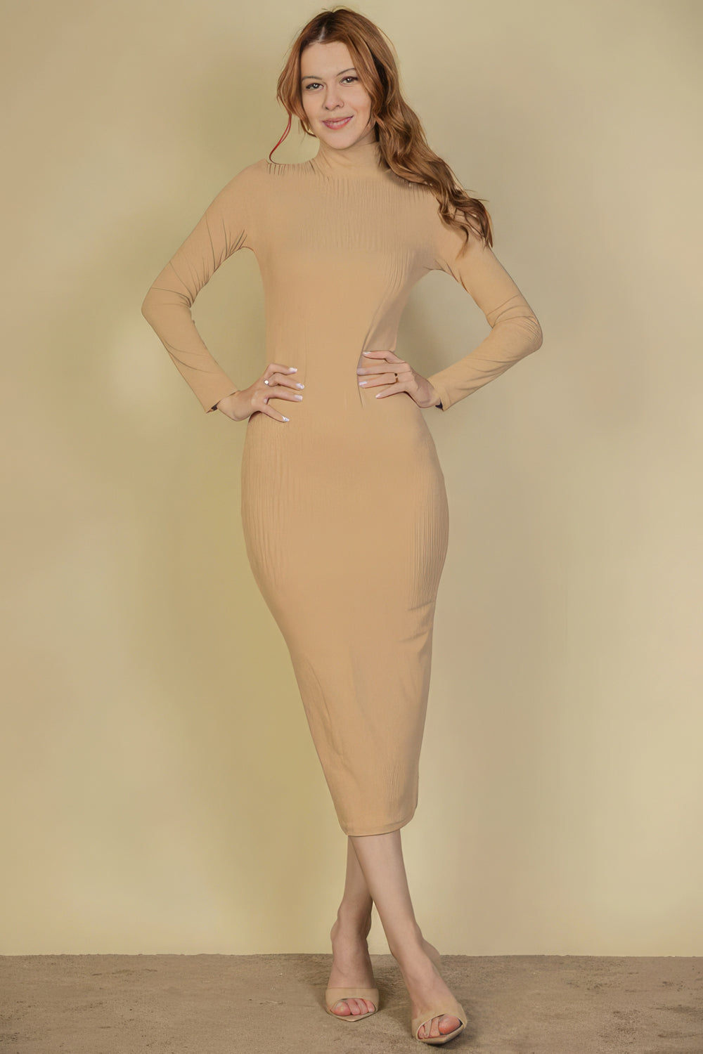 Long Sleeve Ribbed Knit Midi from Seductive Collection