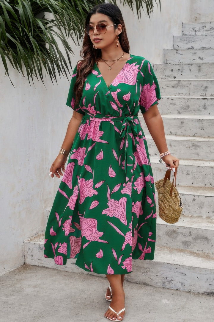Floral Belted Short Sleeve Midi - from Seductive Collection