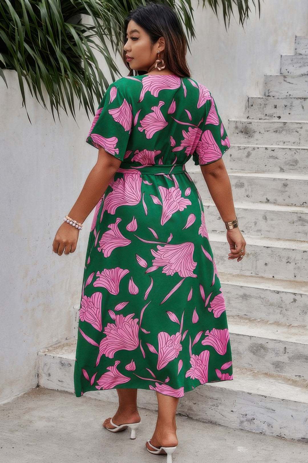 Floral Belted Short Sleeve Midi - from Seductive Collection