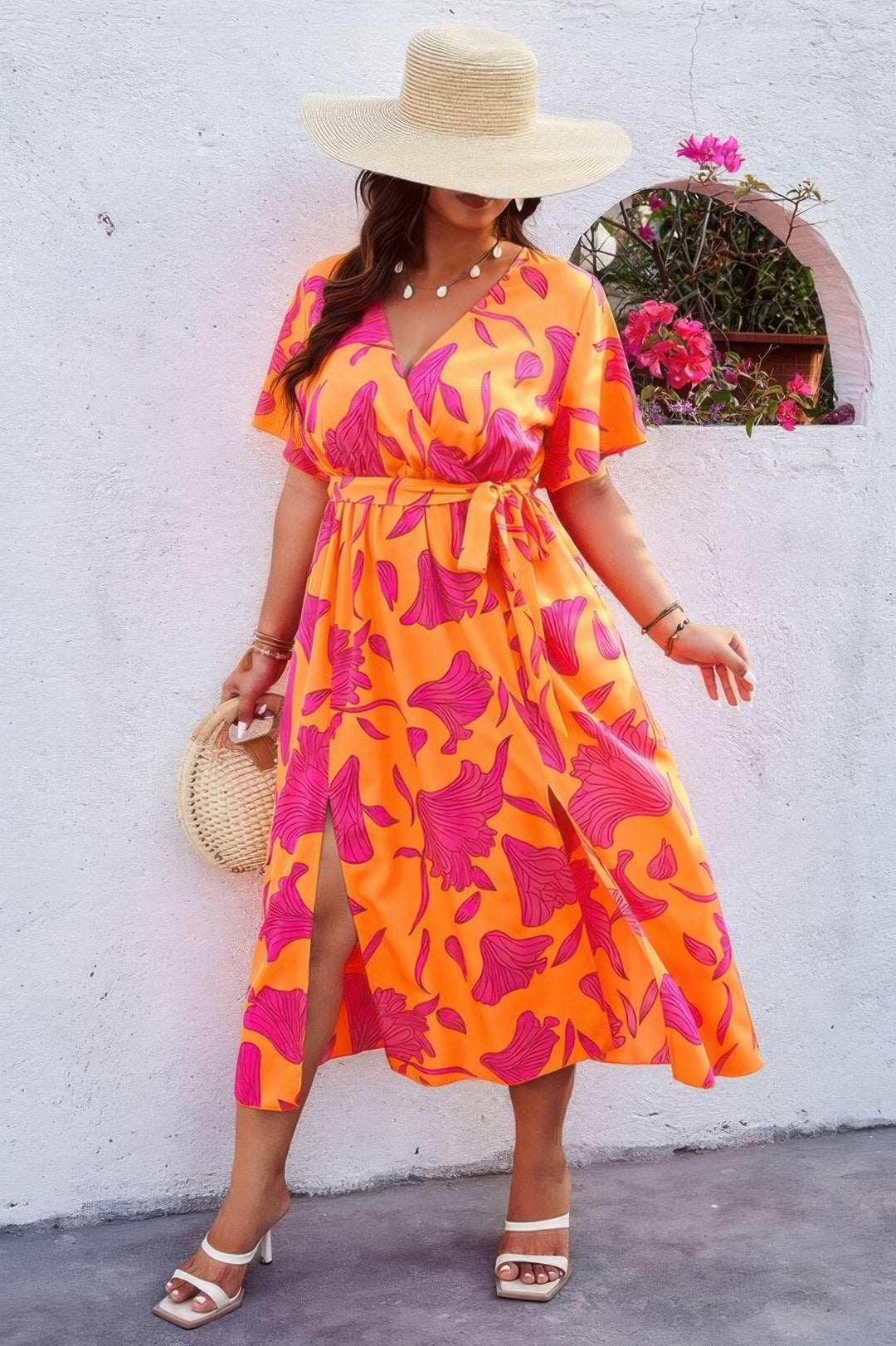 Floral Belted Short Sleeve Midi - from Seductive Collection