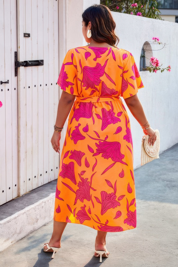 Floral Belted Short Sleeve Midi - from Seductive Collection